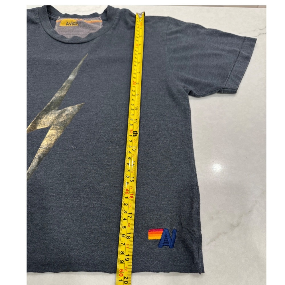 Aviator Nation Black Tee with Gold Lightning Bolt - Picture 5 of 6